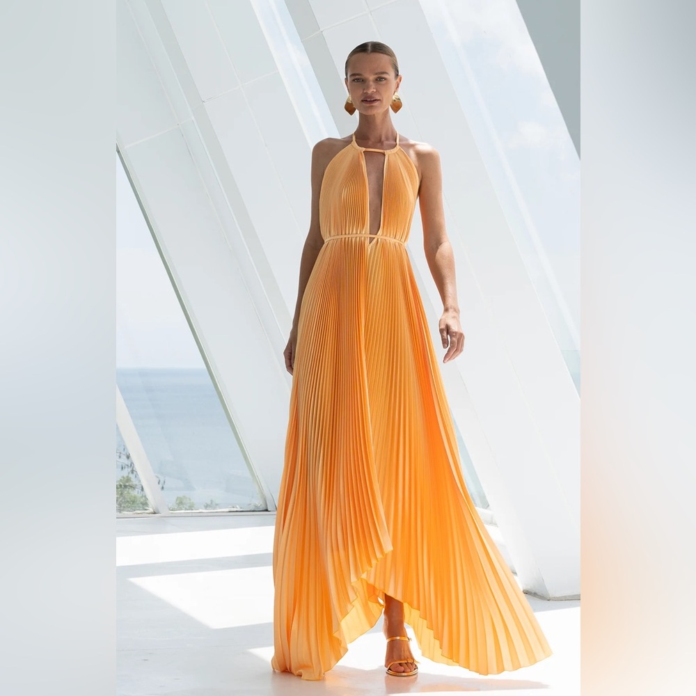 L’IDEE Boheme Gown - Orange Halter Maxi Dress
